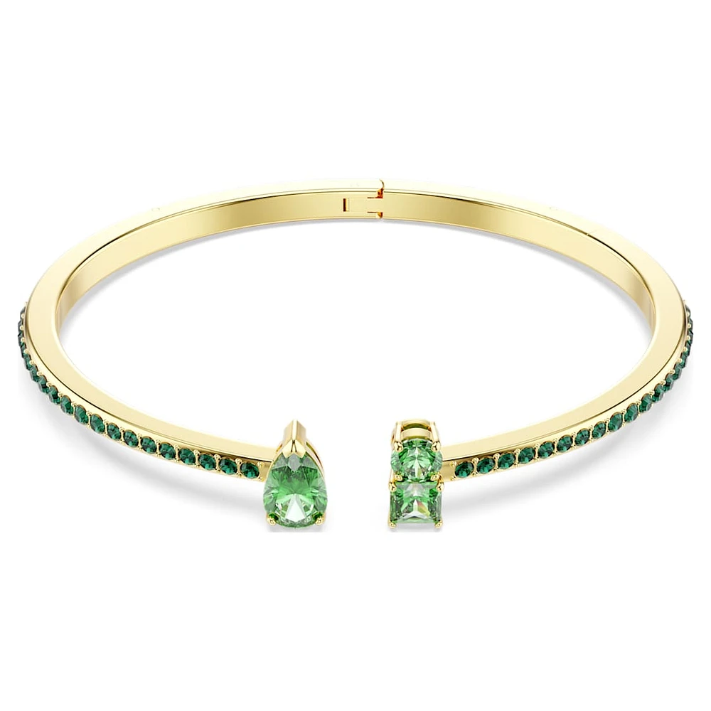Matrix cuff, Mixed cuts, Green, Gold-tone plated by SWAROVSKI