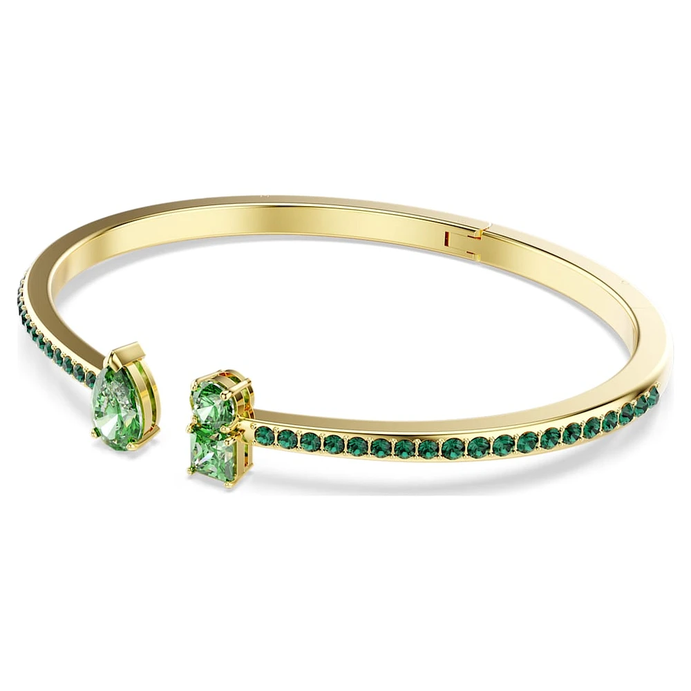 Matrix cuff, Mixed cuts, Green, Gold-tone plated by SWAROVSKI