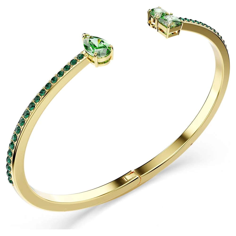 Matrix cuff, Mixed cuts, Green, Gold-tone plated by SWAROVSKI