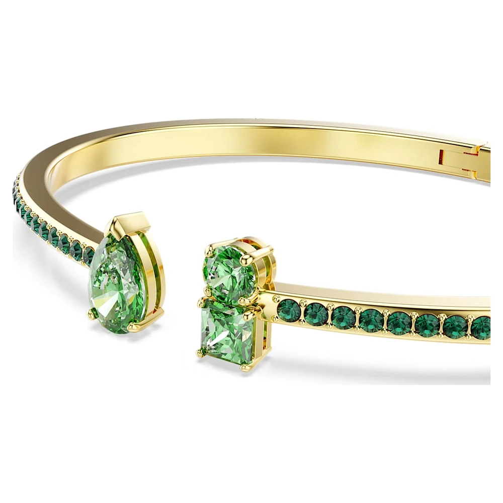Matrix cuff, Mixed cuts, Green, Gold-tone plated by SWAROVSKI