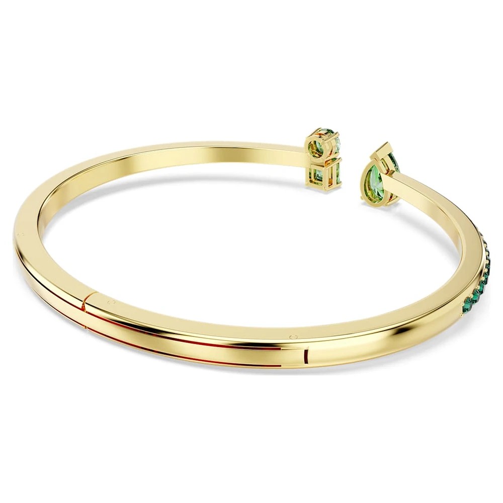 Matrix cuff, Mixed cuts, Green, Gold-tone plated by SWAROVSKI
