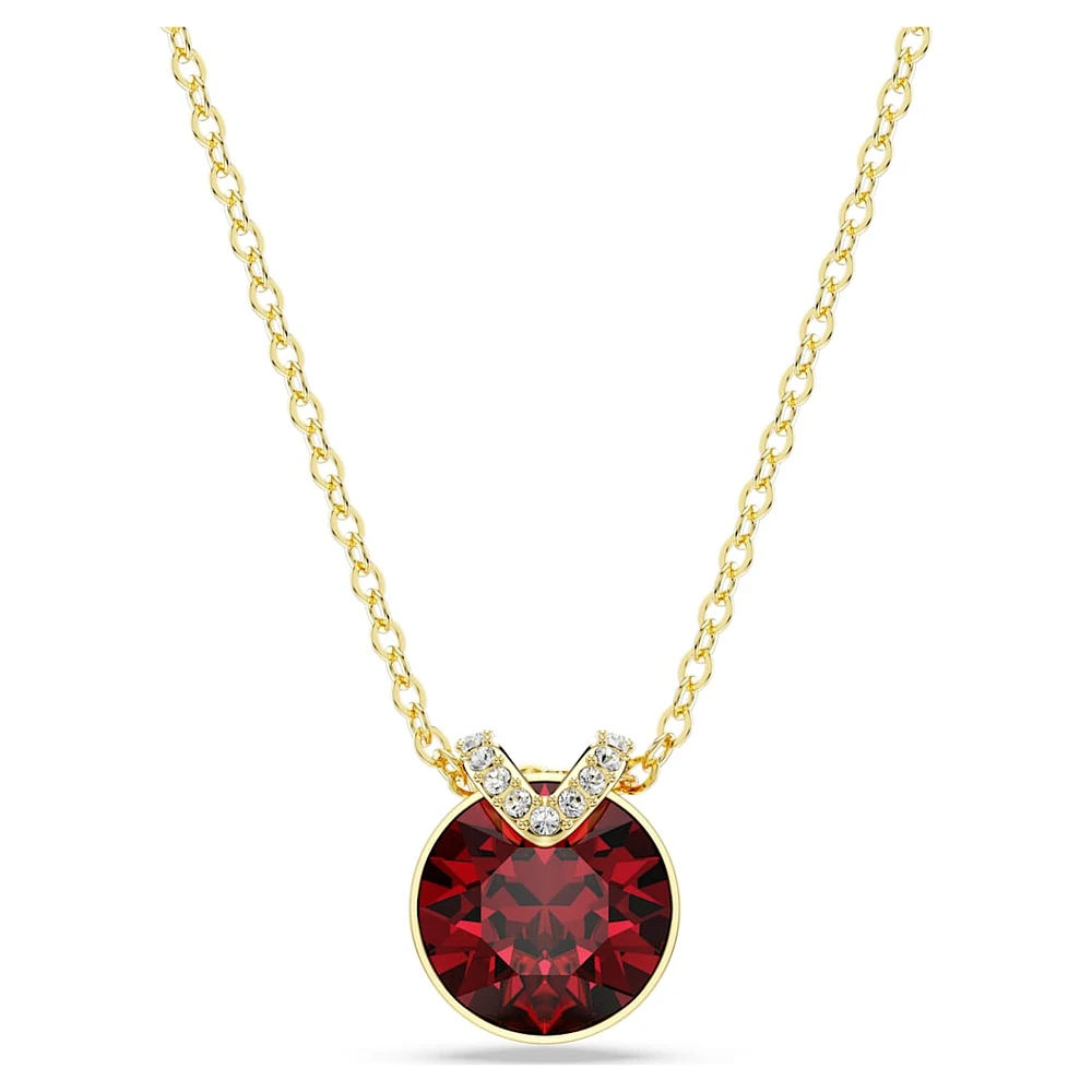 Bella V pendant, Round cut, Red, Gold-tone plated by SWAROVSKI