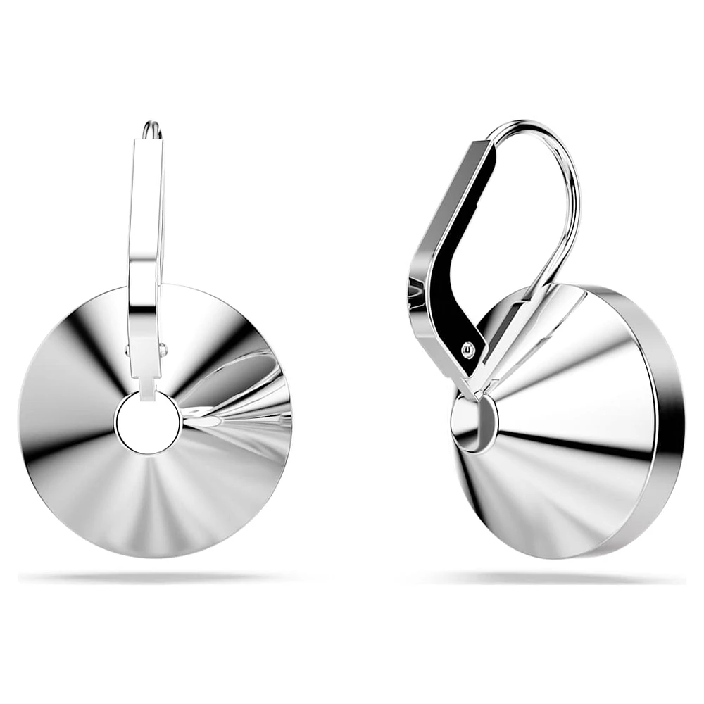 Bella drop earrings, Round cut, Pink, Rhodium plated by SWAROVSKI