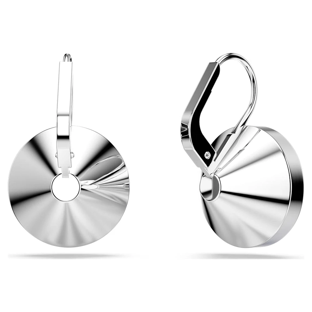 Bella drop earrings, Round cut, Blue, Rhodium plated by SWAROVSKI
