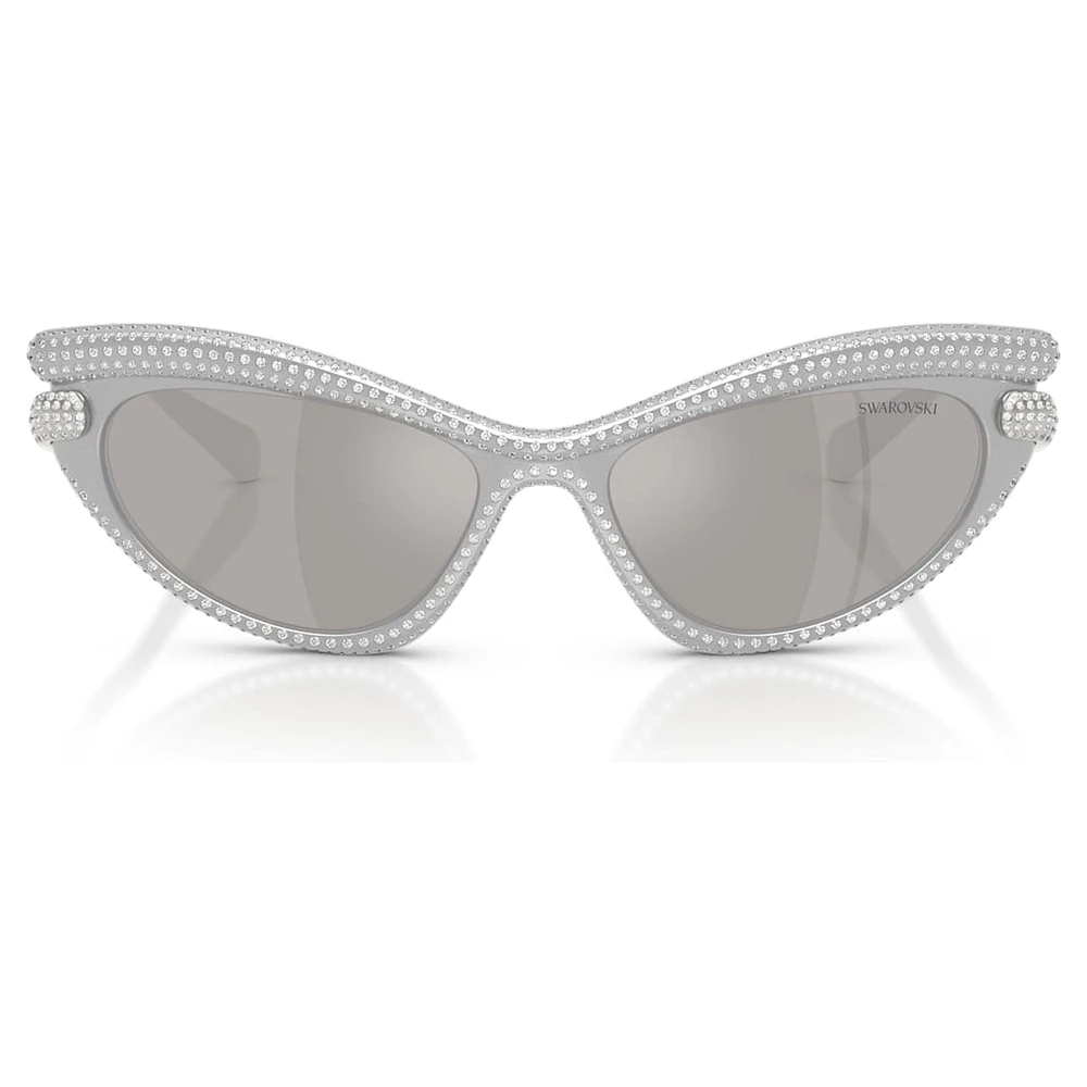 Sunglasses, Cat-Eye shape, Silver Tone by SWAROVSKI