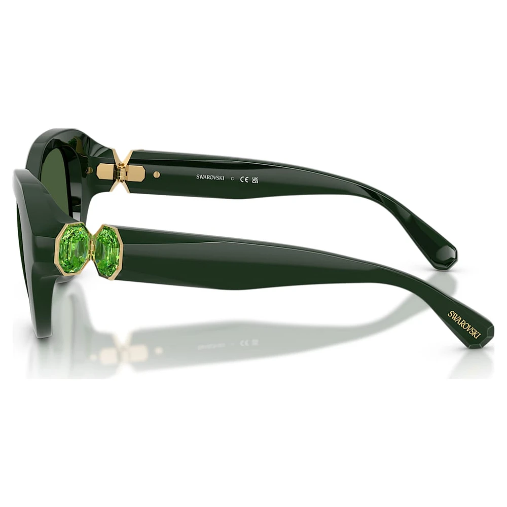 Sunglasses, Round shape, Green by SWAROVSKI