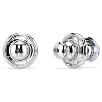 Solitaire stud earrings, Round cut, Blue, Rhodium plated by SWAROVSKI