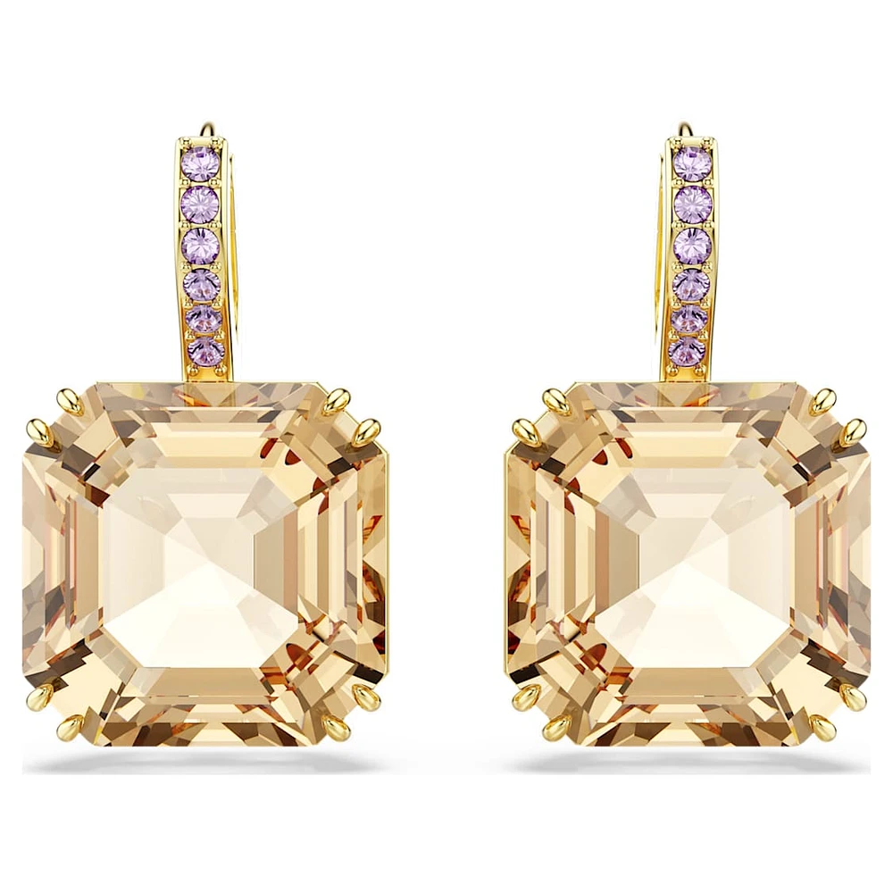 Millenia drop earrings, Mixed cuts, Caramel, Gold-tone plated by SWAROVSKI