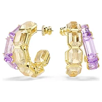 Millenia hoop earrings, Mixed cuts, Multicoloured, Gold-tone plated by SWAROVSKI