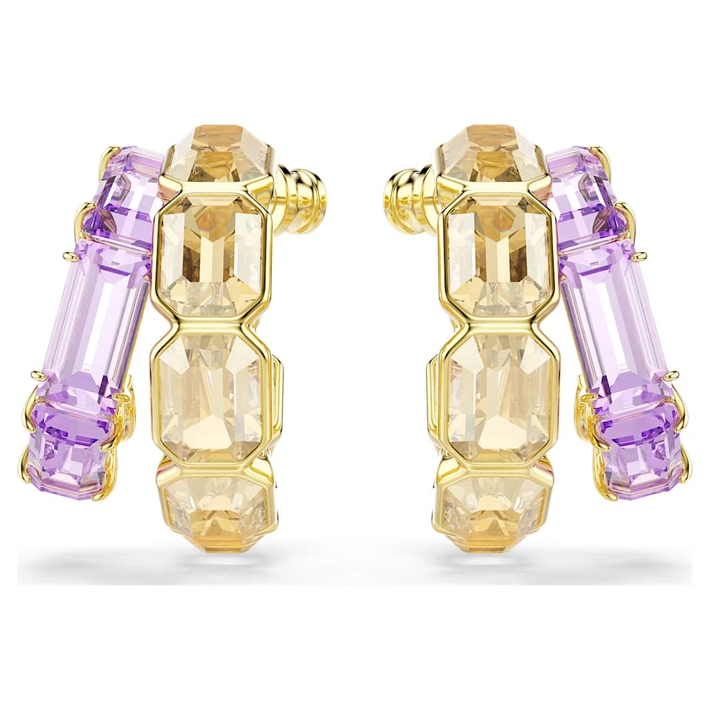 Millenia hoop earrings, Mixed cuts, Multicoloured, Gold-tone plated by SWAROVSKI