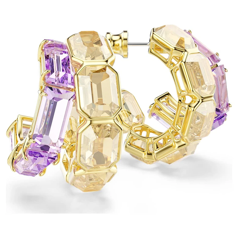 Millenia hoop earrings, Mixed cuts, Multicoloured, Gold-tone plated by SWAROVSKI