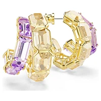 Millenia hoop earrings, Mixed cuts, Multicoloured, Gold-tone plated by SWAROVSKI