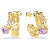 Millenia hoop earrings, Mixed cuts, Multicoloured, Gold-tone plated by SWAROVSKI