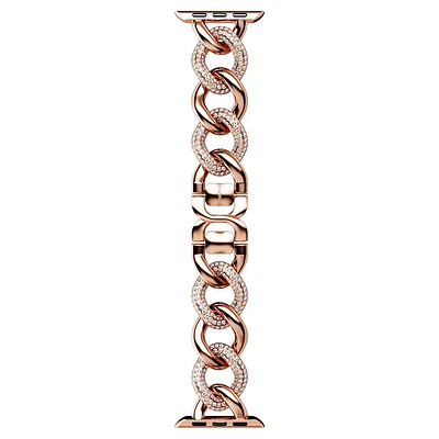 Sparkling chain strap, For Apple Watch® 40 mm & 41mm, Rose gold-tone finish by SWAROVSKI