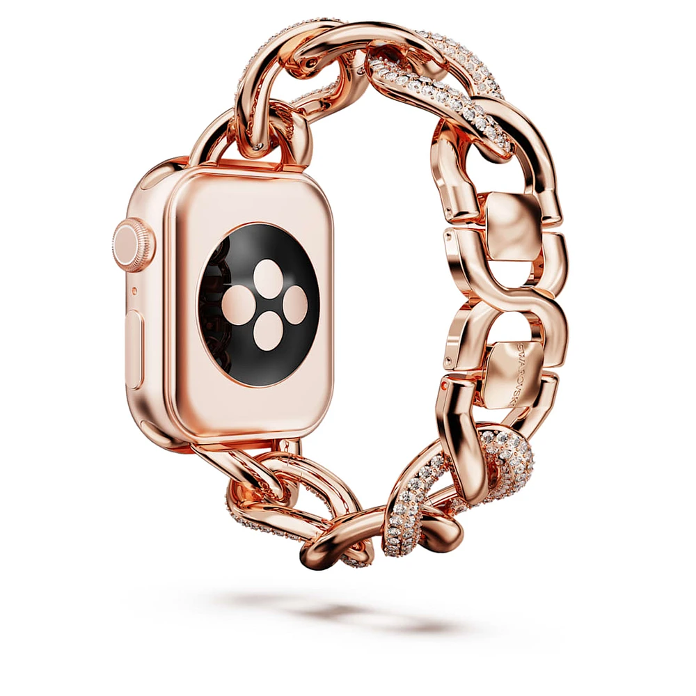 Sparkling chain strap, For Apple Watch® 40 mm & 41mm, Rose gold-tone finish by SWAROVSKI