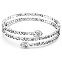 Twisty cuff, Mixed cuts, White, Rhodium plated by SWAROVSKI