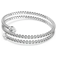 Twisty cuff, Mixed cuts, White, Rhodium plated by SWAROVSKI
