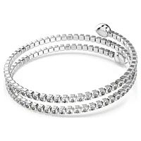 Twisty cuff, Mixed cuts, White, Rhodium plated by SWAROVSKI