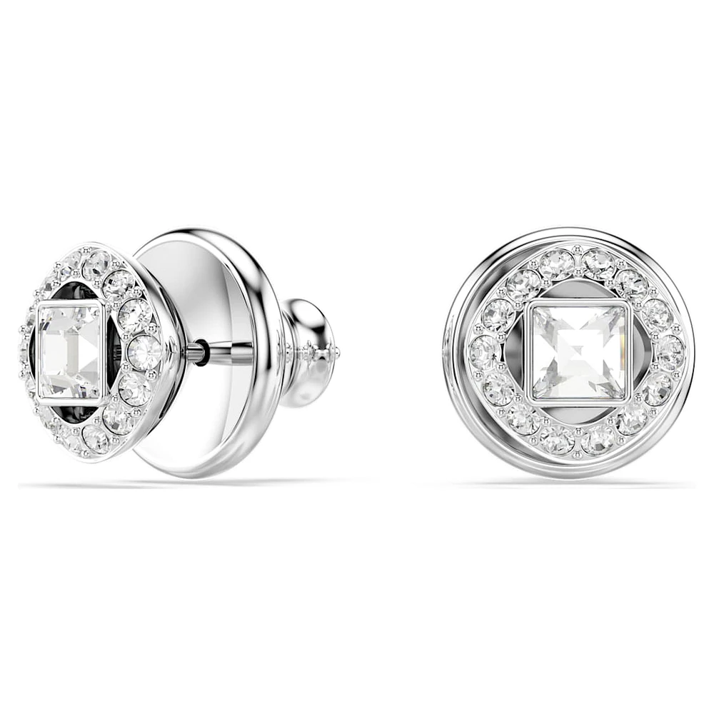 Una Angelic stud earrings, Square cut, White, Rhodium plated by SWAROVSKI