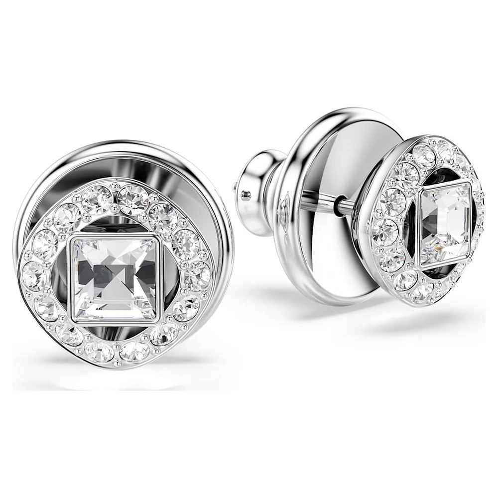 Una Angelic stud earrings, Square cut, White, Rhodium plated by SWAROVSKI