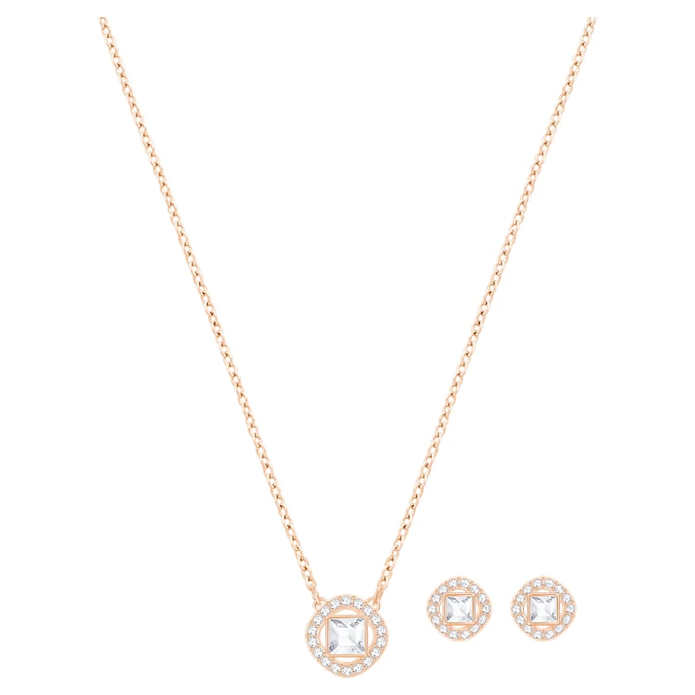 Una Angelic set, Round cut, White, Rose gold-tone plated by SWAROVSKI