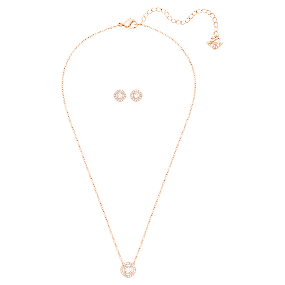 Una Angelic set, Round cut, White, Rose gold-tone plated by SWAROVSKI