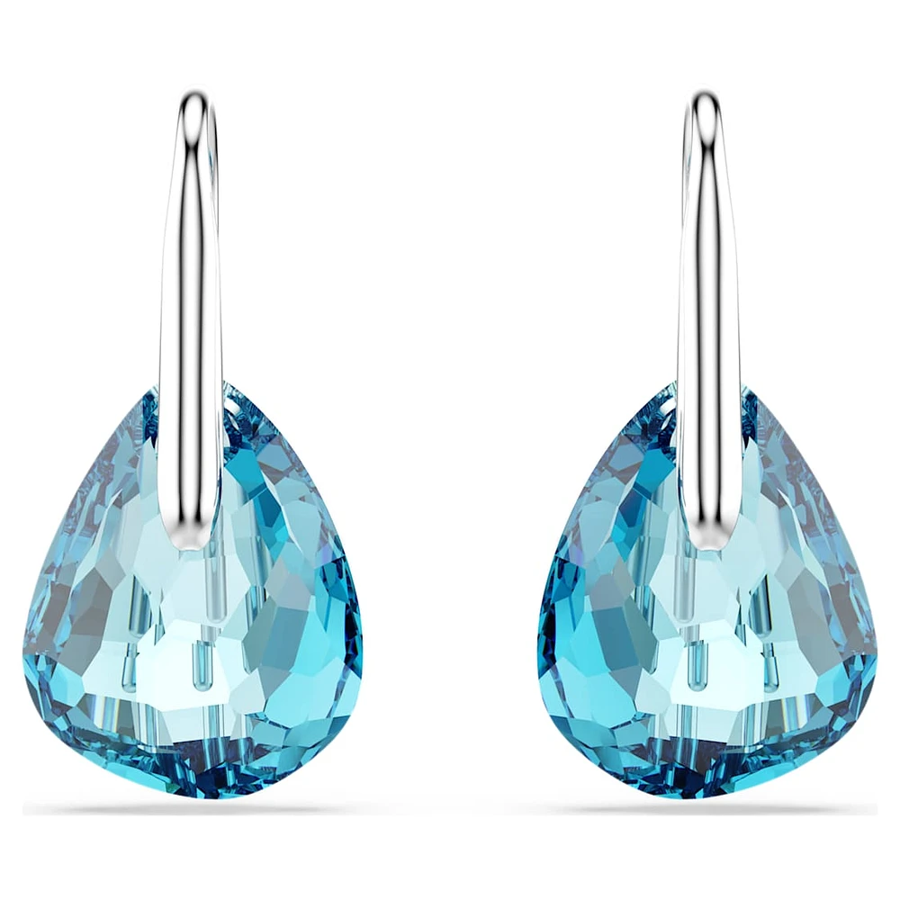 Galet drop earrings, Blue, Rhodium plated by SWAROVSKI