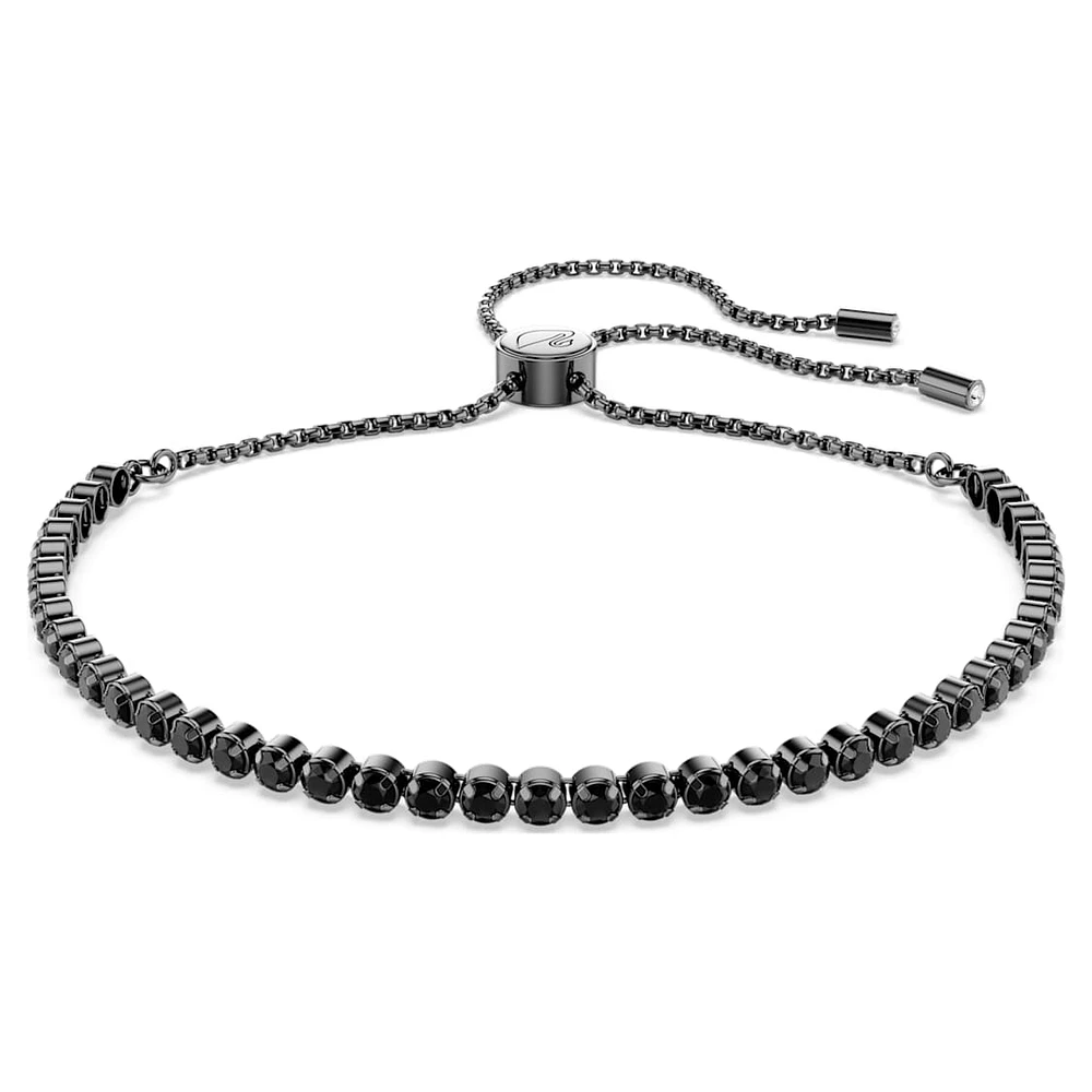 Matrix Tennis bracelet, Mixed round cuts, Black, Ruthenium plated by SWAROVSKI
