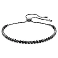 Matrix Tennis bracelet, Mixed round cuts, Black, Ruthenium plated by SWAROVSKI