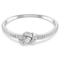 Matrix bangle, Baguette cut, Knot, White, Rhodium plated by SWAROVSKI