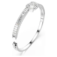 Matrix bangle, Baguette cut, Knot, White, Rhodium plated by SWAROVSKI