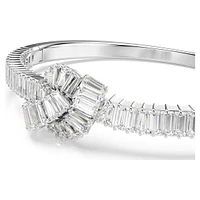 Matrix bangle, Baguette cut, Knot, White, Rhodium plated by SWAROVSKI