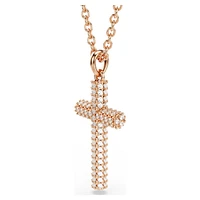 Insigne pendant, Cross, White, Rose gold-tone plated by SWAROVSKI