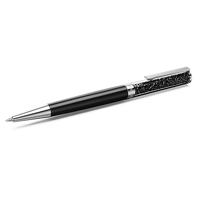 Crystalline ballpoint pen, Black, Black lacquered, chrome plated by SWAROVSKI