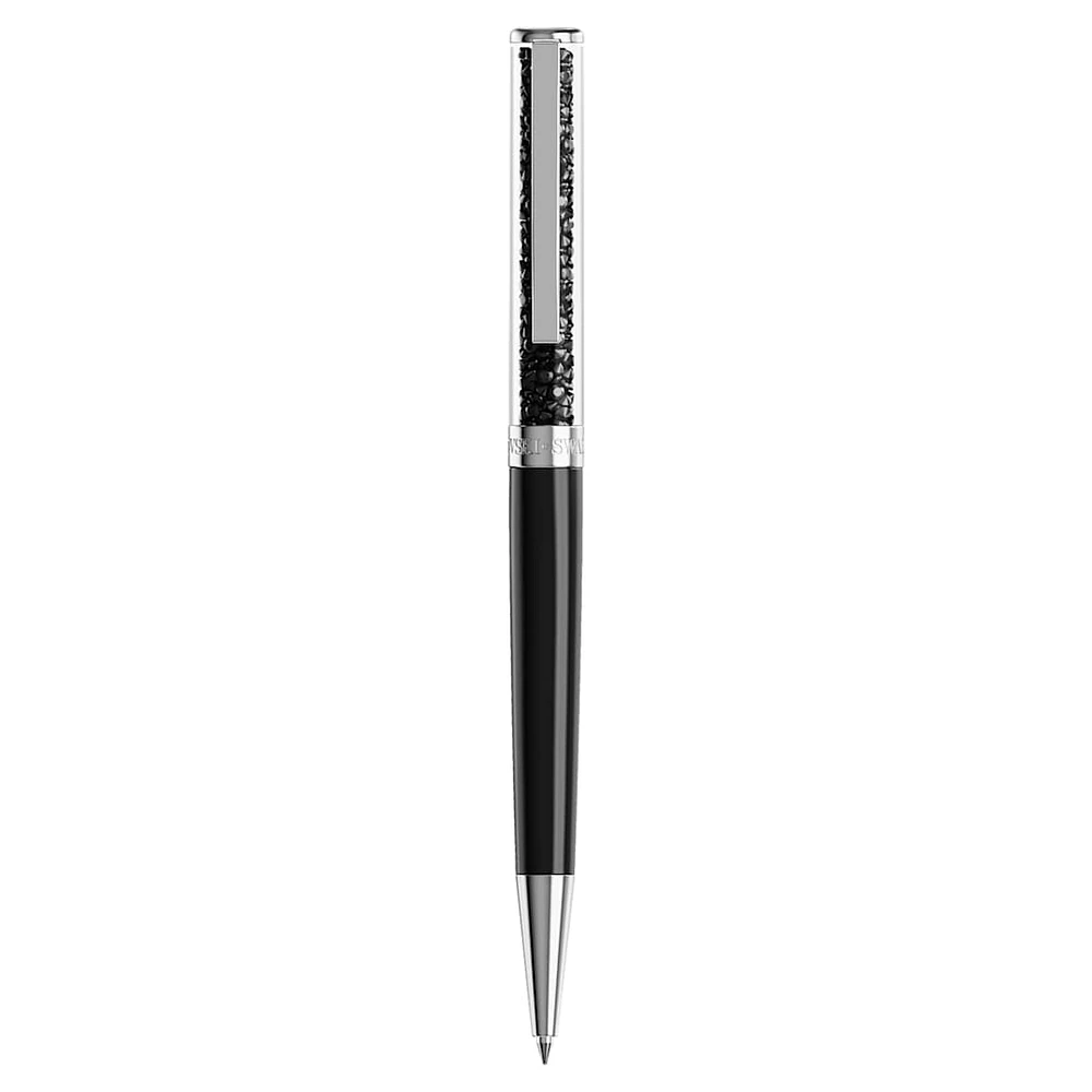 Crystalline ballpoint pen, Black, Black lacquered, chrome plated by SWAROVSKI