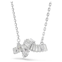 Matrix pendant, Baguette cut, Knot, White, Rhodium plated by SWAROVSKI