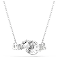 Matrix pendant, Baguette cut, Knot, White, Rhodium plated by SWAROVSKI