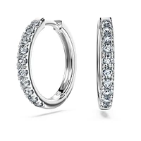 Eternity hoop earrings, Lab-grown diamonds 0.5 ct tw, Round shape, Sterling silver by SWAROVSKI
