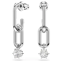 Constella drop earrings, Round cut, White, Rhodium plated by SWAROVSKI