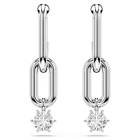 Constella drop earrings, Round cut, White, Rhodium plated by SWAROVSKI