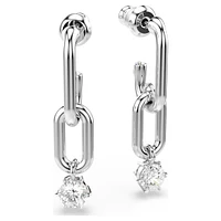Constella drop earrings, Round cut, White, Rhodium plated by SWAROVSKI