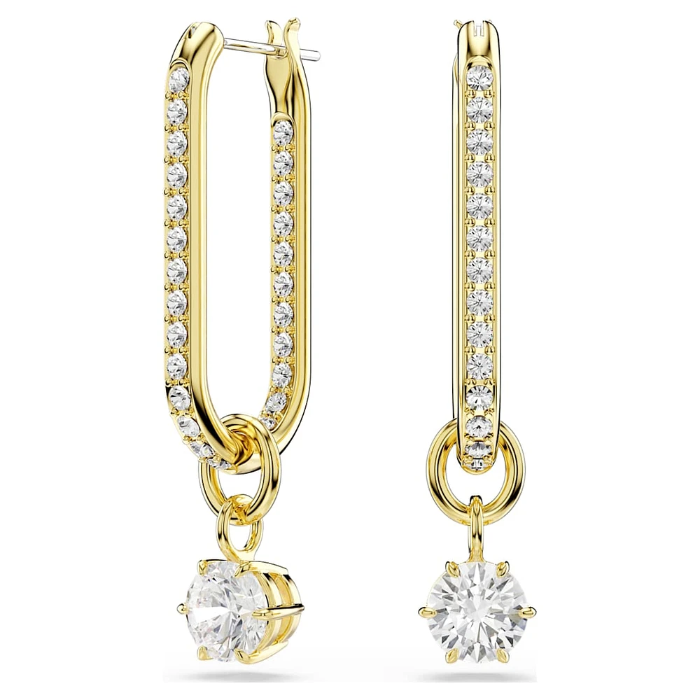 Constella drop earrings, Round cut, White, Gold-tone plated by SWAROVSKI