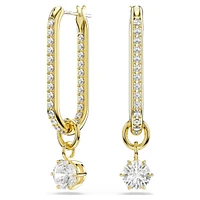 Constella drop earrings, Round cut, White, Gold-tone plated by SWAROVSKI