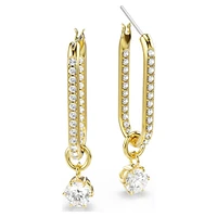 Constella drop earrings, Round cut, White, Gold-tone plated by SWAROVSKI