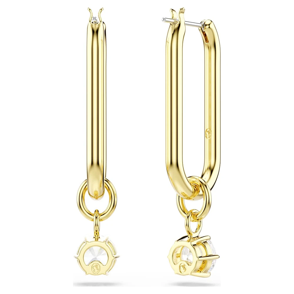 Constella drop earrings, Round cut, White, Gold-tone plated by SWAROVSKI