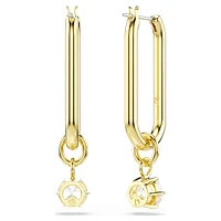 Constella drop earrings, Round cut, White, Gold-tone plated by SWAROVSKI