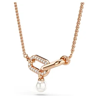 Constella pendant, Crystal pearl, Round cut, White, Rose gold-tone plated by SWAROVSKI