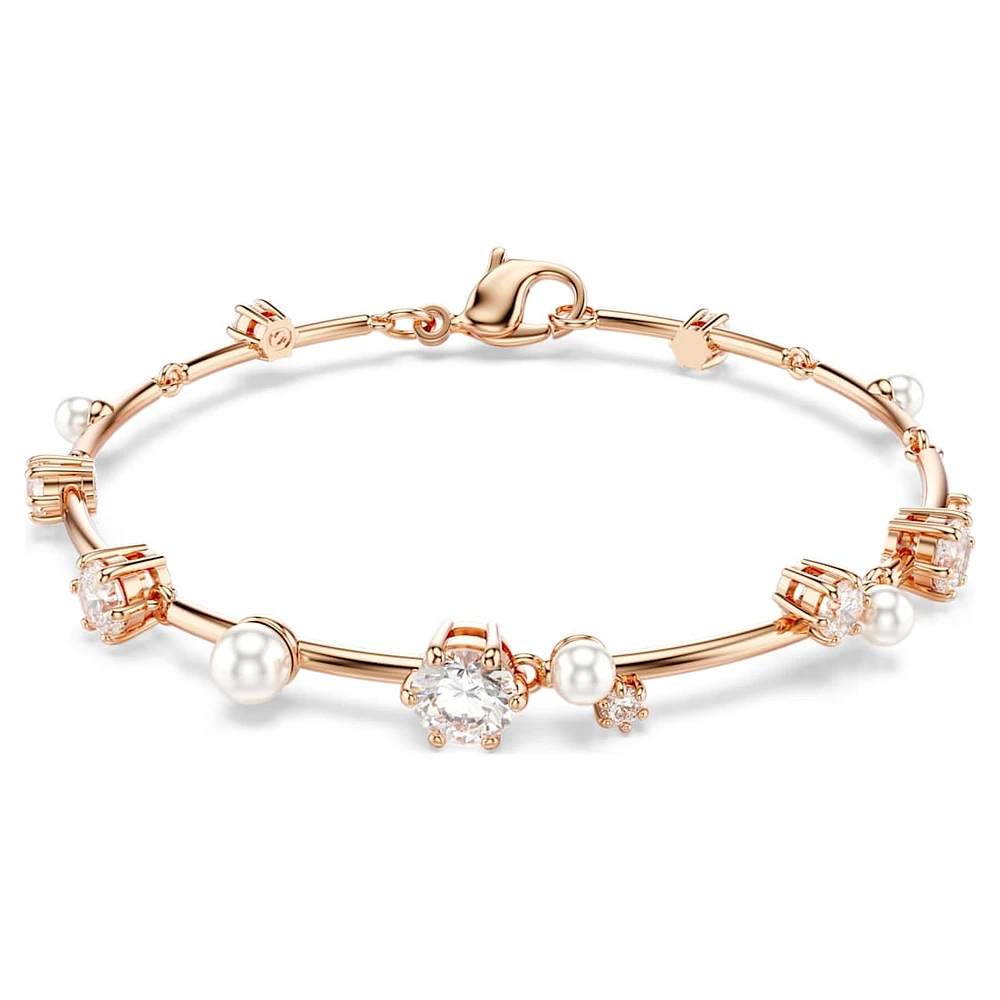 Constella Tennis bracelet, Crystal pearl, Round cuts, White