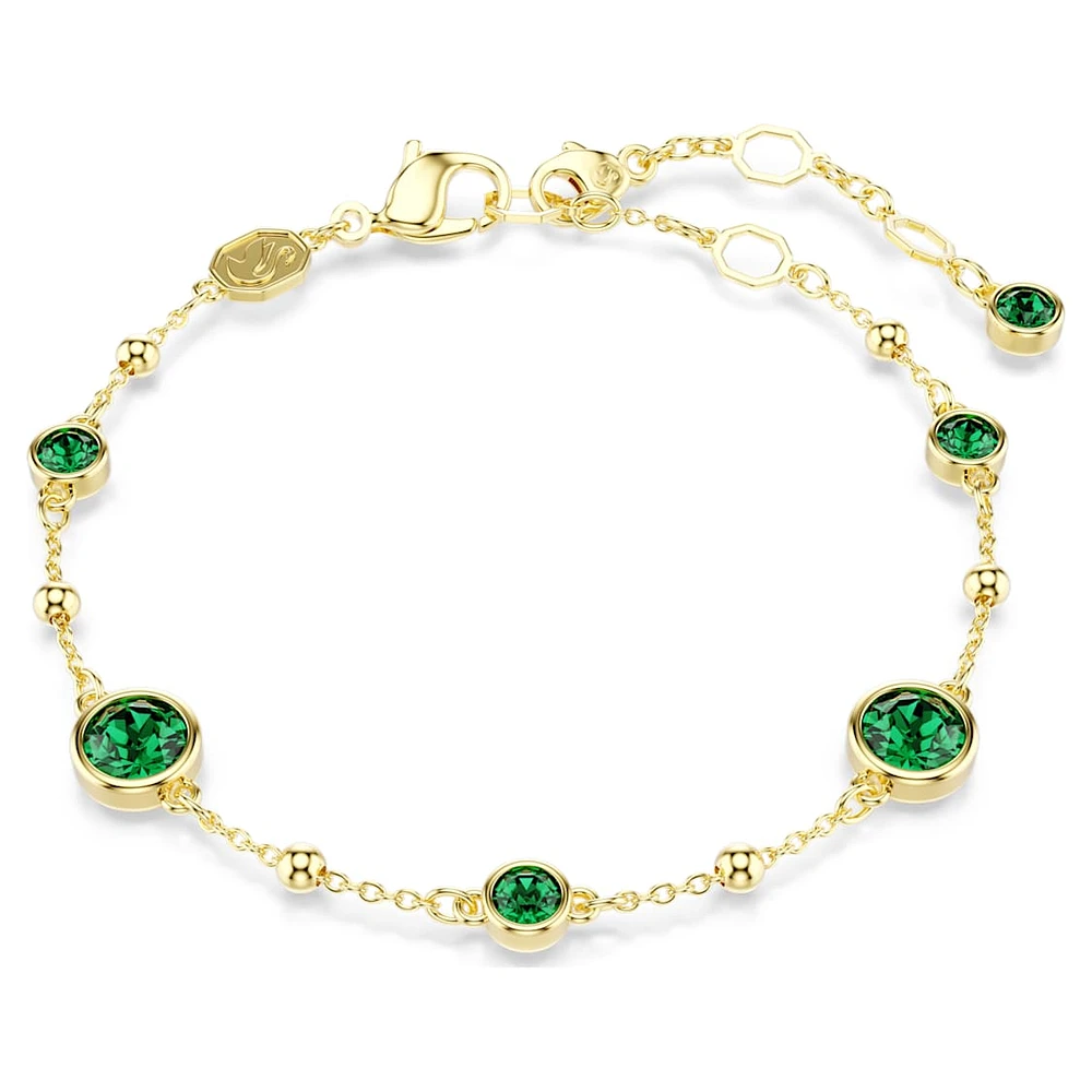 Imber bracelet, Round cut, Green, Gold-tone plated by SWAROVSKI