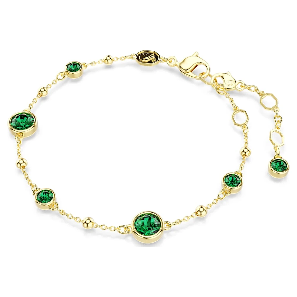 Imber bracelet, Round cut, Green, Gold-tone plated by SWAROVSKI